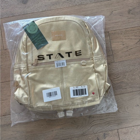 State kids' Kane double pocket backpack in metallic Gold $130 - Picture 4 of 4